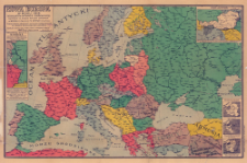 Nowa Europa z granicami państw według traktatów pokojowych w Wersalu i St. Germain z zaznaczeniem okręgów plebiscytowych z dodatkiem tablicy statystycznej