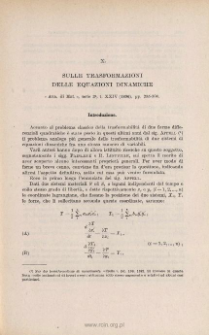 Sulle trasformazioni delle equazioni dinamiche. « Ann. di Mat. », s. 2a, t. XXIV (1896), pp. 255-300