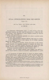 Sulla integrazione dell'equazione Δ2Δ2u=0. « Atti Acc. Torino », vol. XXXIII (1898), pp. 932-956