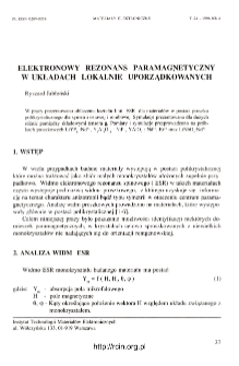 Elektronowy rezonans paramagnetyczny w układach lokalnie uporządkowanych = Electron paramagnetic resonance in local ordered systems