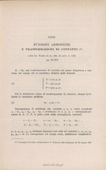 Funzioni armoniche e transformazioni di contatto. « Atti Ist. Ven. », t. LIX (1899-900), pp. 671-675