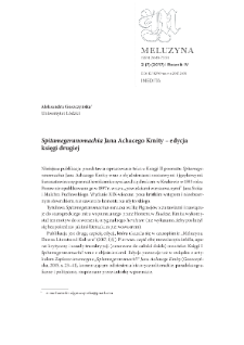 "Spitamegeranomachia" Jana Achacego Kmity &ndash; edycja księgi drugiej