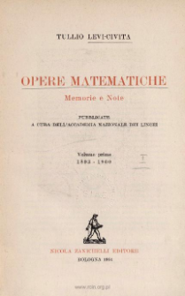 Opere matematiche : memorie e note. Vol. 1, 1893-1900 /, spis i dodatki