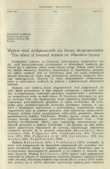 Wpływ w&oacute;d podgrzanych na faunę skąposzczet&oacute;w