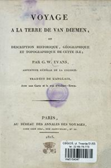 Voyage a la terre de Van Diemen, ou description historique, géographique et topographique de cette ile