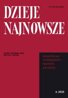 Dzieje Najnowsze : [kwartalnik poświęcony historii XX wieku], R. 52 z. 4 (2020), Title pages, Contents