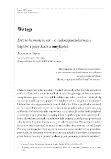 Wstęp: Errare humanum est - o niebezpieczeństwach błęd&oacute;w i pożytkach z omylności