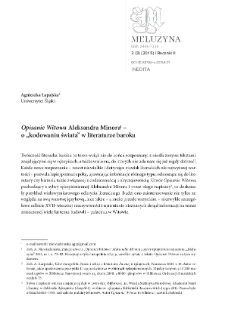 "Opisanie Witowa" Aleksandra Minora &ndash; o &bdquo;kodowaniu świata&rdquo; w literaturze baroku