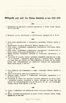 Bibliografia prac prof. dra Stefana Białoboka za lata 1933-1979