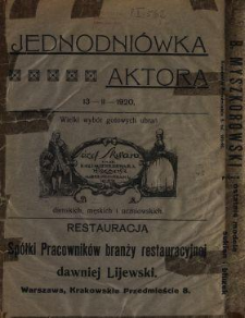 Jednodniówka aktora 13.02.1920