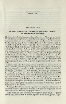 History of the introduction and acclimatization of trees and shrubs in the K&oacute;rnik Arboretum