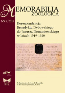 Korespondencja Benedykta Dybowskiego do Janusza Domaniewskiego w latach 1919&ndash;1920