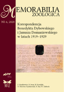 Korespondencja Benedykta Dybowskiego i Janusza Domaniewskiego w latach 1919&ndash;1929