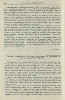 Problemy eutrofizacji wód na sympozjum EUTROSYM'76 (Karl-Marx-Stadt, 20-25 IX 1976 r.)