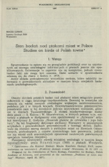 Stan badań nad ptakami miast w Polsce