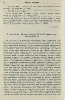 Z działalności Warszawskiego Klubu Ekologicznego (seminaria 55-57)