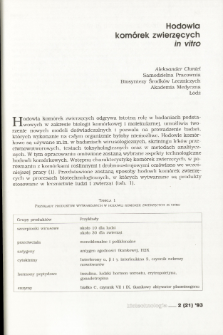 Animal cell biotechnology. Cell culture in vitro