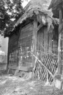 A structure of a half-timbered barn