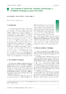 The Institute of Electronic Materials Technology in SCIMAGO Ranking in years 2014-2020