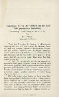 Verzeichniss der von Dr. Gundlach auf der Insel Cuba gesammelten Rüsselkäfer : (Fortsetzung. Siehe Jahrg. XXXVII s. 150)