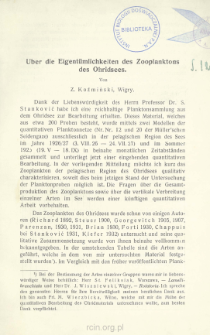 &Uuml;ber die Eigent&uuml;mlichkeiten des Zooplanktons des Ohridsees