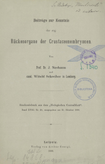 Beitr&auml;ge zur Kenntnis der sog. R&uuml;ckenorgane der Crustaceenembryonen