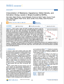 Interpretation of Resistance, CapacitancPankaj Yadave, Defect Density, and Activation Energy Levels in Single-Crystalline MAPbI3