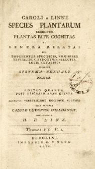 Species plantarum. T. 6, ps 1, ps 2, Index alphabeticus