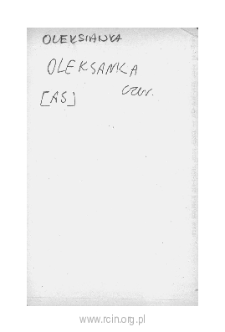Oleksianka. Files of Czersk district in the Middle Ages. Files of Historico-Geographical Dictionary of Masovia in the Middle Ages