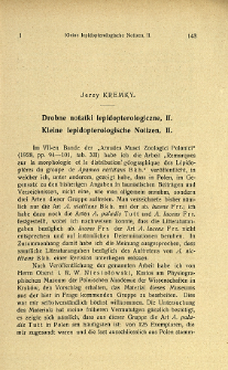 Drobne notatki lepidopterologiczne. 2. / = Kleine lepidopterologische Notizen. 2 /