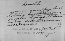 Kartoteka Słownika Łaciny Średniowiecznej; horribilis - hystrix