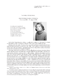 Tak wiele pozostało... Prof. dr hab. Wanda Paprocka (5 czerwca 1931 – 23 sierpnia 2020)