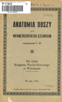 Anatomia duszy czyli wewnętrznych sił człowieka : na cześć Kongresu Psycho-fizycznego w Warszawie