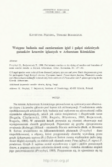 Preliminary studies on the dying of needles and branches of some conifer shrubs in K&oacute;rnik Arboretum