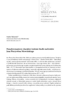 Ponadwyznaniowy charakter traktatu "Stadło małżeńskie" Jana Płoczywłosa Mrowińskiego