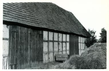 A half-timbered barn