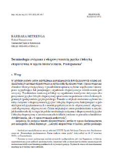 Prolegomena to terminology related to language expressiveness and expressive lexis in historicalapproach
