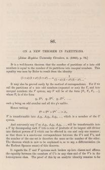 On a new theorem in partitions