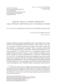 THE LEXEME ŚWINIA AND RELATED FORMS AS MOTIVATING WORDS IN POLISH ONYMY