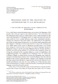 Processes used in the creation of anthroponyms in Old Hungarian