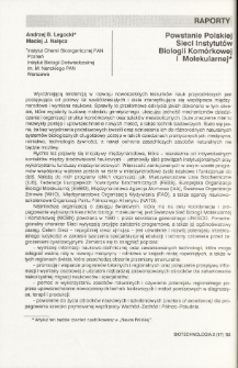 Powstanie Polskiej Sieci Instytut&oacute;w Biologii Kom&oacute;rkowej i Molekularnej