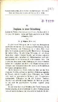 Despinoza in neuer Beleuchtung : analyse der Werkes : Stanislaus von Dunin-Borkowski S. J. : der junge De Spinoza : Leben und Werdegang im Lichte der Weltphilosophie, 1910