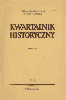 Kwartalnik Historyczny R. 94 nr 2 (1987), Recenzje