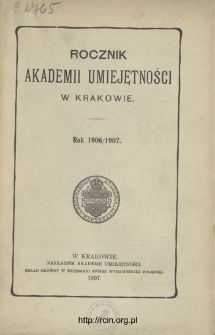 Rocznik Akademii Umiejętności w Krakowie.