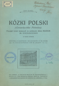 Kózki Polski (Cerambycidae Poloniae) : Przegląd kózek krajowych na podstawie zbioru Muzeum im. Dzieduszyckich sposobem analitycznym