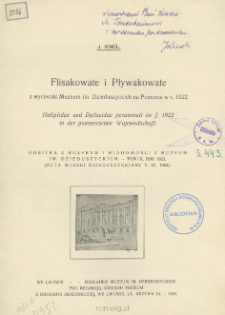 Flisakowate i Pływakowate z wycieczki Muzeum im. Dzieduszyckich na Pomorze w r. 1922 = Haliplidae und Dytiscidae gesammelt im J. 1922 in der pommerschen Wojewodschaft
