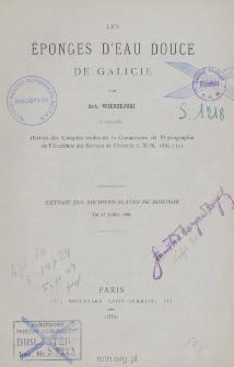 Les eponges d&rsquo;eau douce de Galicie