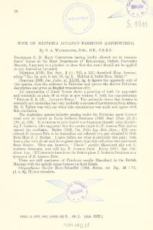 Note on Hesperia Lucanus Fabricius (Lepidoptera)