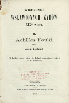 Wizerunki wsławionych Żydów XIX wieku. 2, Achilles Fould