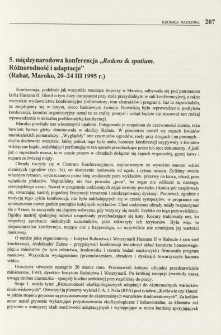 5. międzynarodowa konferencja "Rodens & spatium. R&oacute;żnorodność i adaptacje" (Rabat, Maroko, 20-24 III 1995 r.)